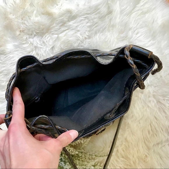 Handmade boho genuine leather large bucket bag - Picture 6 of 8